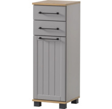 Šedá koupelnová skříňka se třemi zásuvkami a jedněmi dvířky