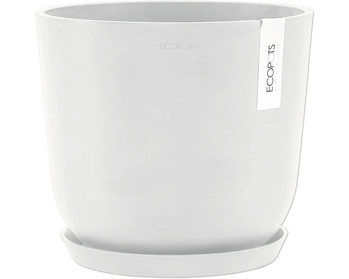 Bílý plastový květináč s podšálkem