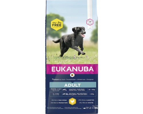 Granule pro psy velkých a obřích plemen Eukanuba Adult Large 15 kg + 3 kg zdarma