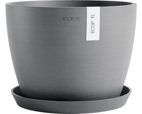 Šedý květináč s podšálkem