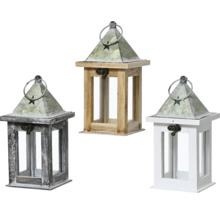 Tři dekorativní lucerny ze dřeva a kovu