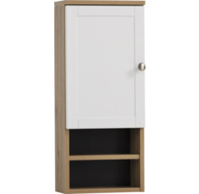 Závěsná koupelnová skříňka s jedněmi dvířky a dvěma policemi