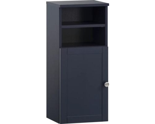 Koupelnová skříňka nízká Möbelpartner Jesper noční modrá 30,3 x 70 x 25,4 cm Závěsná skříňka s dvířky a otevřenou policí do koupelny