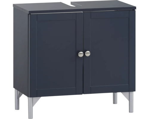 Skříňka pod umyvadlo se dvěma dvířky a nožičkami.