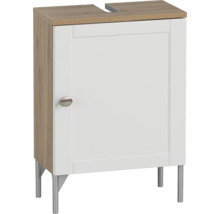 Skříňka pod umyvadlo s jedněmi dvířky a kovovými nohami