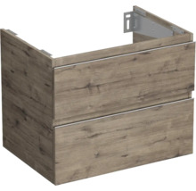 Skříňka pod umyvadlo se dvěma zásuvkami v dřevěném designu