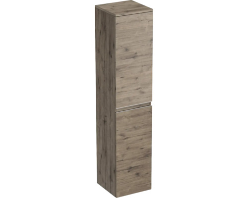 Koupelnová skříňka vysoká Jungborn TRENTA dub wellington 35 x 161,8 x 35 cm Vysoká skříňka do koupelny se dvěma dvířky a vzhledem dřeva