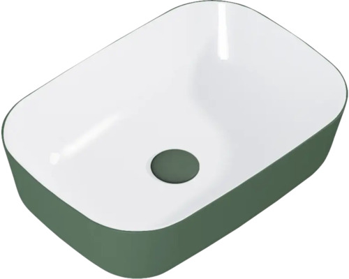 Umyvadlo na desku Jungborn NONUS DECEM sanitární keramika zelená bílá 455 mm Keramické umyvadlo na desku do koupelny