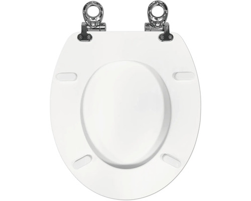 Záchodové prkénko s kovovými panty, pohled shora