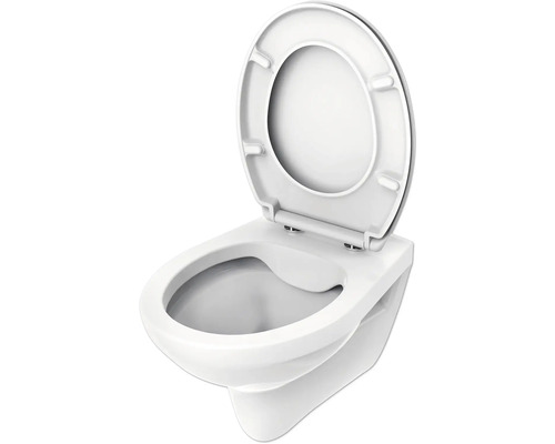 Závěsné WC s otevřeným splachovacím okrajem a WC sedátkem