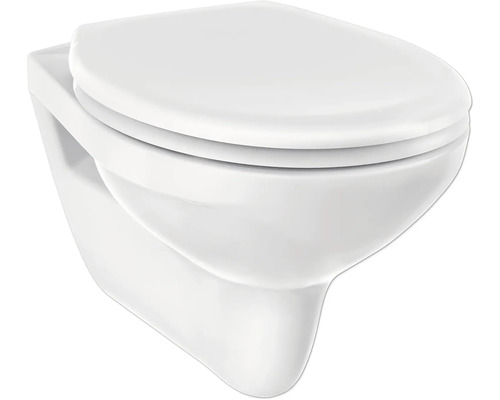 Závěsné WC form&style Obira otevřený splachovací kruh vč. WC prkénka Závěsný hlubokosplachovací klozet z sanitární keramiky se sedátkem