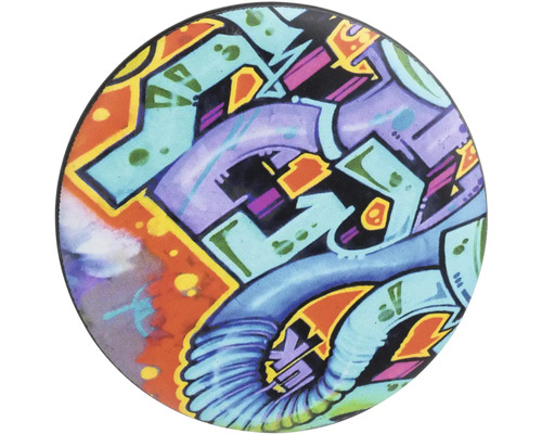 Kulatá deska s graffiti designem