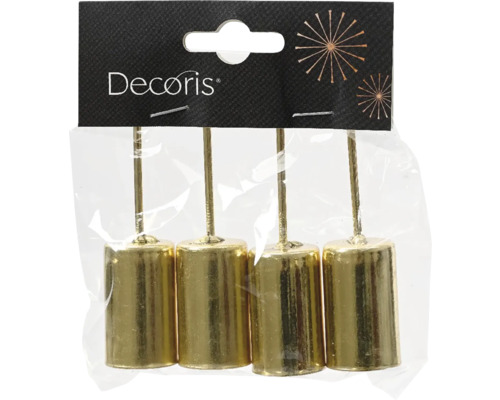 Bodce na svíčky na adventní věnec Ø 2,3 cm zlaté 4 ks Decoris Držáky svíček ve čtyřbalení