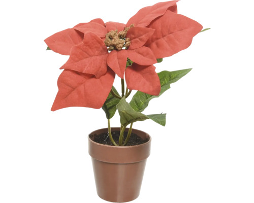 Umělá květina vánoční hvězda poinsettia v květináči Ø 18 x 20 cm červená Vánoční hvězda v květináči