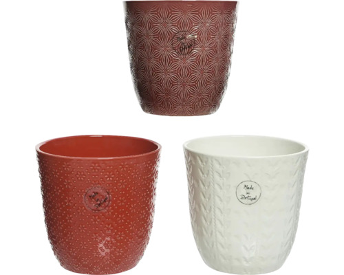 Tři strukturované keramické květináče