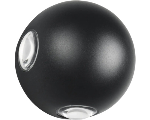 Černé kulové nástěnné svítidlo se dvěma světelnými výstupy