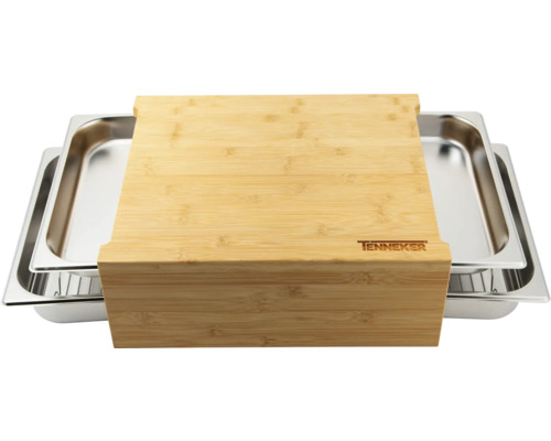 Nerezová ohřívací nádoba s bambusovým víkem