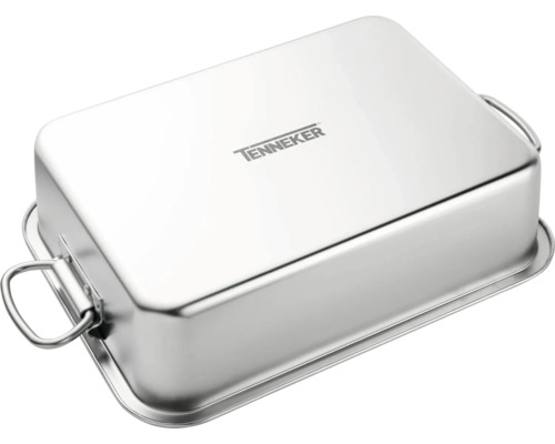 Logo Tenneker na obdélníkové nerezové pekáči s držadly