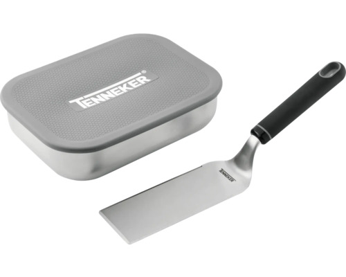 Sada na hamburgery Tenneker skládající se z lisu na hamburgery a obracečky