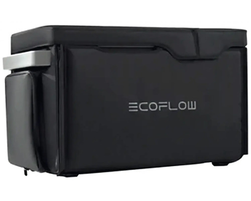 Logo EcoFlow na černé chladicí krabici