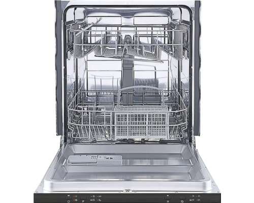 Otevřená myčka nádobí s koši na nádobí