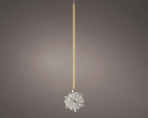 Vánoční osvětlení interiérové květina 15 LED 8 x 19 x 19 cm, teplé bílé světlo Ozdoba na vánoční stromeček ve tvaru hvězdy se stuhou na zavěšení