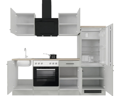 Kompletní kuchyňská linka s dřezem, sporákem, digestoří a lednicí