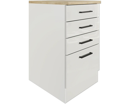 Skříňka se čtyřmi zásuvkami a dřevěnou deskou