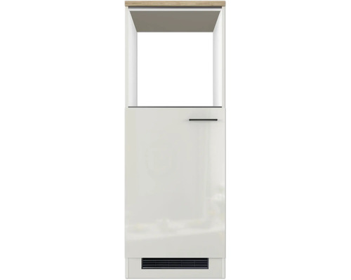 Vysoká skříňka s dvířky a otevřenou přihrádkou do koupelny