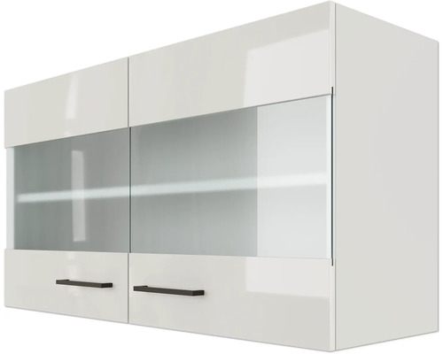 Závěsná skříňka s prosklenými dvířky a úchyty