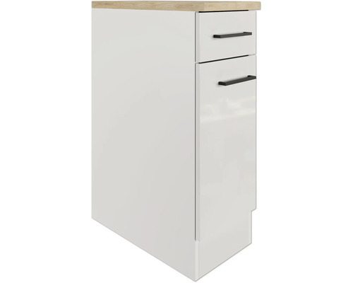 Úzká koupelnová skříňka se dvěma zásuvkami a pracovní deskou