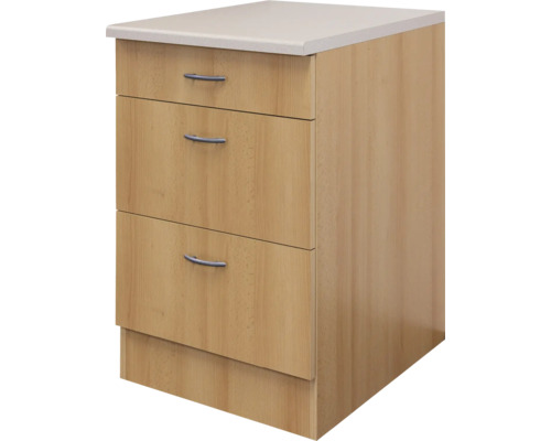 Výsuvná kuchyňská skříňka Flex Well Nano 60 x 60 x 85 cm buk matný buk matný Skříňka se třemi zásuvkami