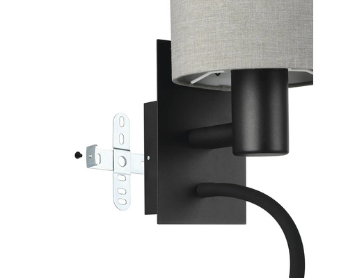 Nástěnné svítidlo s textilním stínidlem a montážním držákem