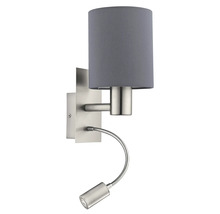 Nástěnné svítidlo s látkovým stínidlem a flexibilním ramenem na čtení