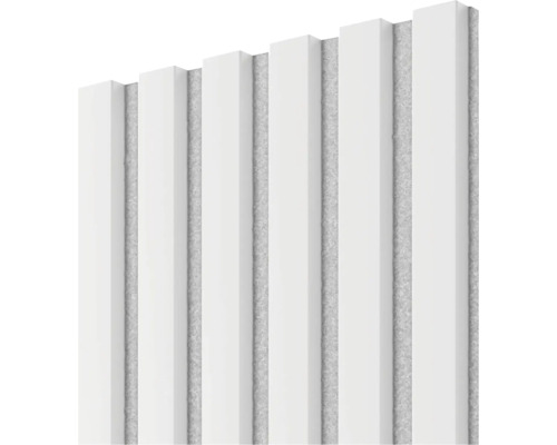 Akustický panel MDF bílý, šedý filc 20 x 420 x 2600 mm