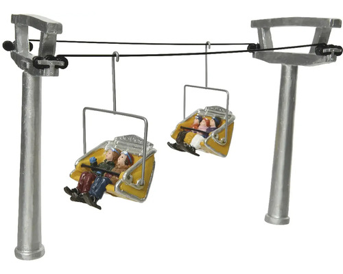 Figurky polyresin Holiday adventure lyžařský vlek 2 x 11 x 23 cm, různé druhy Miniaturní dekorace lyžařského vleku s gondolami a figurkami pro vánoční dekoraci