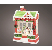 Dekorativní sněhová koule s motivem domu, Santa Clause a vánočního stromku