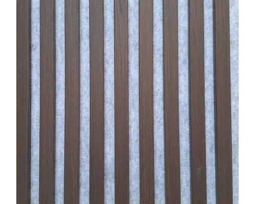 Akustický panel MDF dub verona, šedý filc 20 x 420 x 2600 mm Dřevěný panel s vertikálními lamelami pro dekoraci stěn