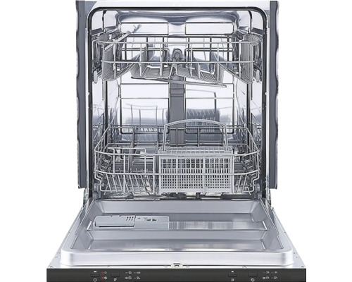 Otevřená myčka nádobí s koši na nádobí