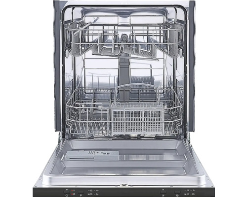 Otevřená myčka nádobí s koši na nádobí