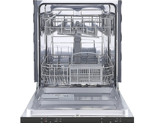 Otevřená myčka nádobí s koši na nádobí