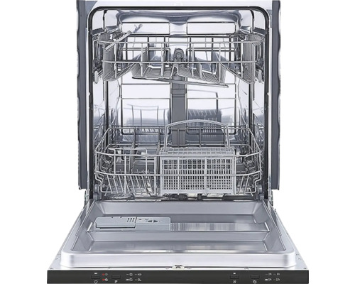 Otevřená myčka s košem na příbory a koši na nádobí