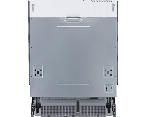 Pohled zezadu na myčku s detaily o přípojkách a montážních bodech