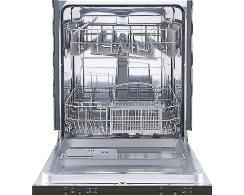 Otevřená myčka nádobí s koši na nádobí