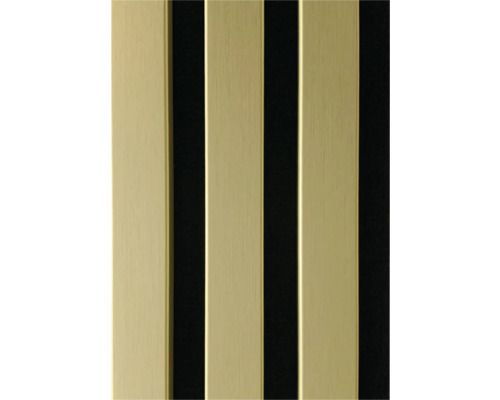 Akustický panel MDF zlatý, černý filc 19 x 132 x 2650 mm Dekorativní deska s proužkovaným vzorem
