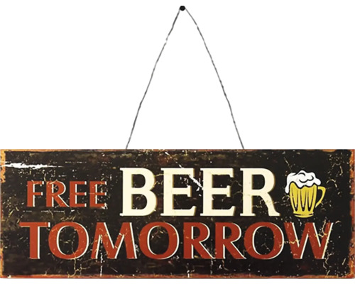 Plechová cedule FREE BEER TOMORROW 36x13 cm