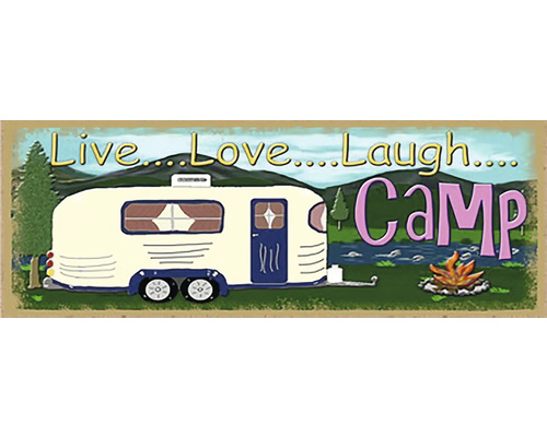 Plechová cedule Live..Love..Laugh..Camp 36x13 cm