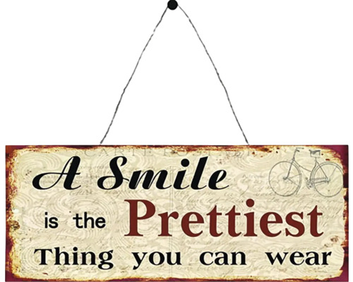 Plechová cedule A smile is the prettiest thing you can wear 20x50 cm