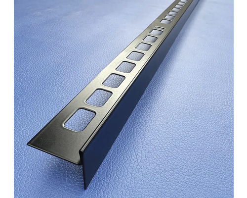 Nerezová lišta pro spádované podlahy 10x1200 mm černá pravá Kovová dlaždicová lišta s čtvercovými výřezy