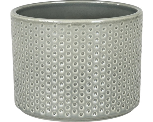 Obal na květináč keramický Dickob Pillar Spot Ø 13,6 x 11,8 cm lesklý šedozelený Keramický válcový květináč s tečkovaným vzorem